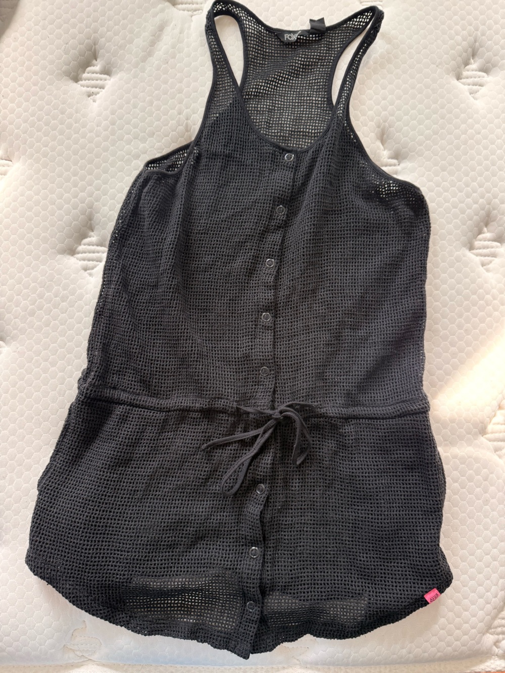 120. Fox Black Mesh Swim Coverup with Front Buttons